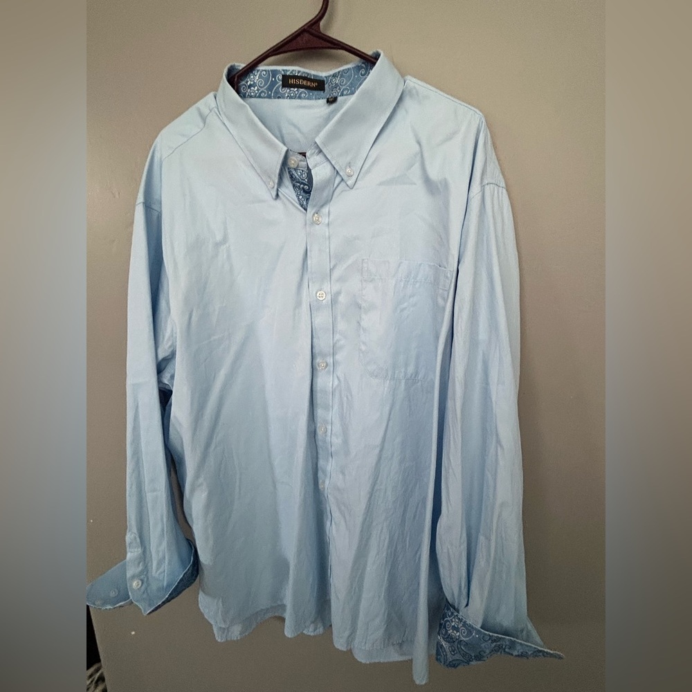NWOT HISDERN Light Blue Men's Button-Down Shirt 3XL